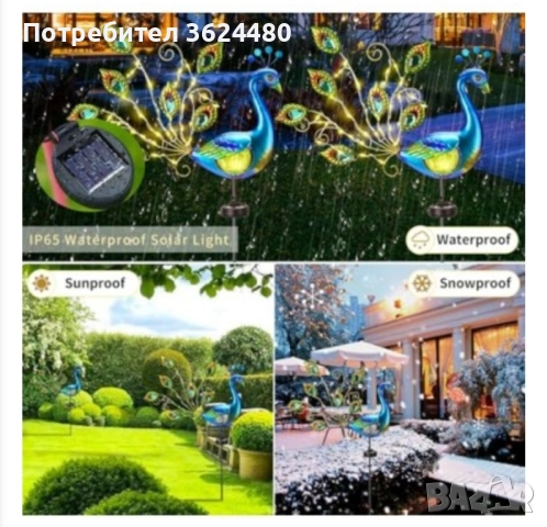 Соларна градинска лампа паун с 30 LED светлини , снимка 5 - Соларни лампи - 52262768