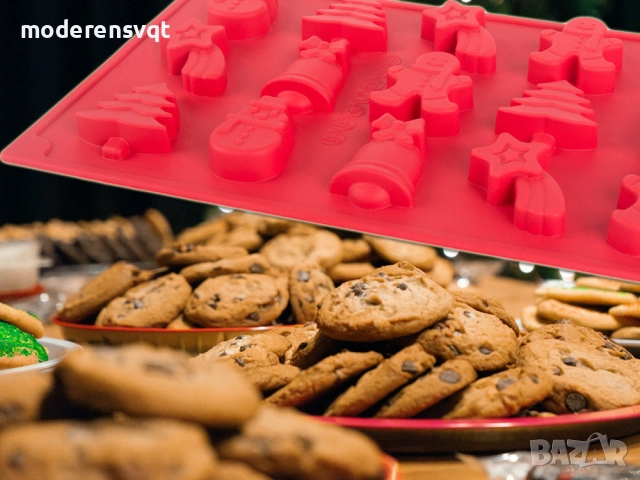 Силиконова форма за коледни сладки 15 броя, снимка 2 - Форми - 52640269