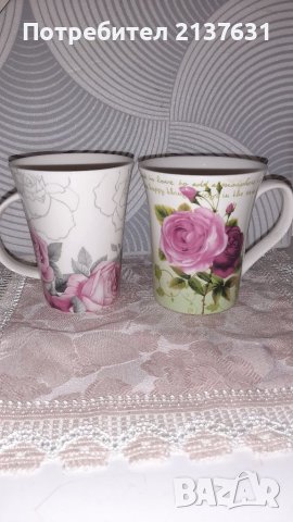 ПОРЦЕЛАНОВИ  ЧАШИ с РОЗИ , снимка 2 - Чаши - 41257713