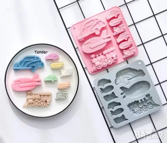 Кола Автомобил Самолет Влак силиконов молд форма фондан шоколад гипс декор, снимка 2 - Форми - 50164619