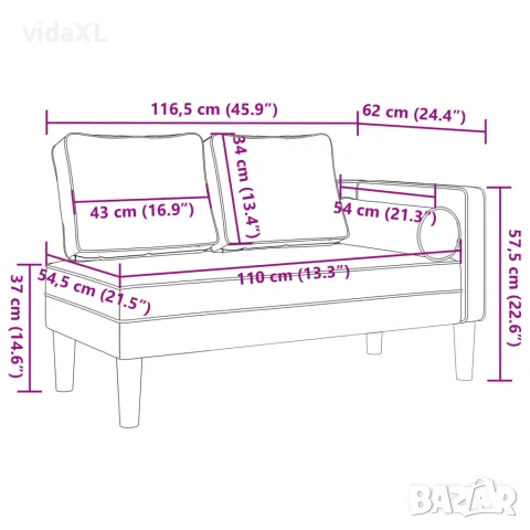 vidaXL Кушетка с възглавници, тъмносива, кадифе, снимка 8 - Градински мебели, декорация  - 56147445