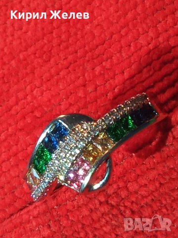 РАЗКОШЕН СРЕБЪРЕН АРТ ПРЪСТЕН РОДИРАНО СРЕБРО 925 ИНКРУСТИРАН с РАЗНОЦВЕТНИ СКЪПОЦЕННИ КАМЪНИ 38590, снимка 3 - Пръстени - 41637983