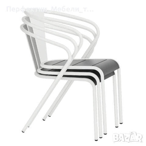 Здрав градински метален стол с подлакътници за заведение или за дома и терасата- до 120кг.