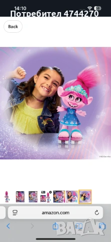 Интерактивна кукла Trolls World Tour Dance Poppy, HASBRO, 4Y+, Говореща и пееща, със светлинни ефект, снимка 4 - Музикални играчки - 53572215