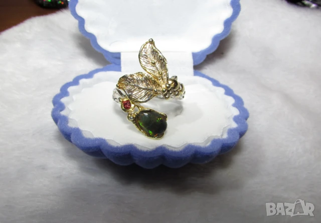 925 Сребърен пръстен с опал 8x6мм