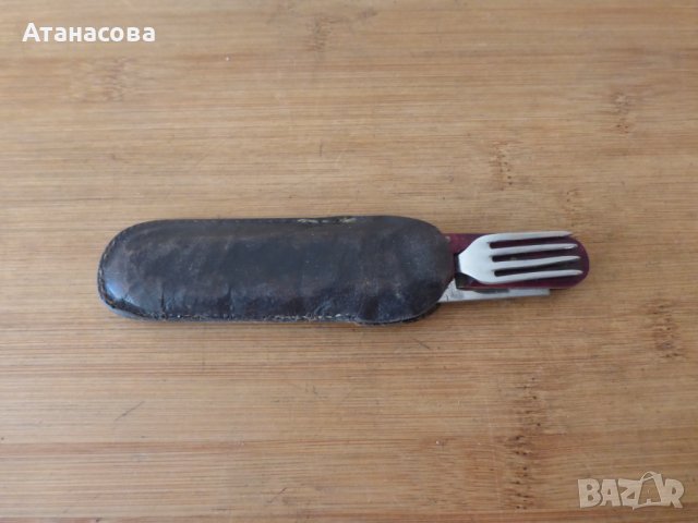 Джобно ножче 2 инструмента с виличка червено с калъф, снимка 10 - Антикварни и старинни предмети - 44439022