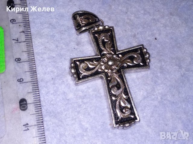 ПОСРЕБРЕН ФЛОРАЛНО ОРНАМЕНТИРАН с НИЕЛО ЕФЕКТ НАГРЪДЕН РЕТРО АРТ КРЪСТ от БЛАГОРОДНА СТОМАНА 37995, снимка 16 - Колиета, медальони, синджири - 41389440