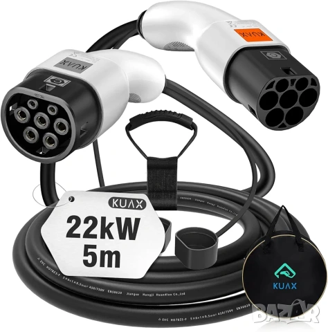 ПРОМО ! KUAX 22 kW Type 2 to Type 2 кабел за зареждане на коли !