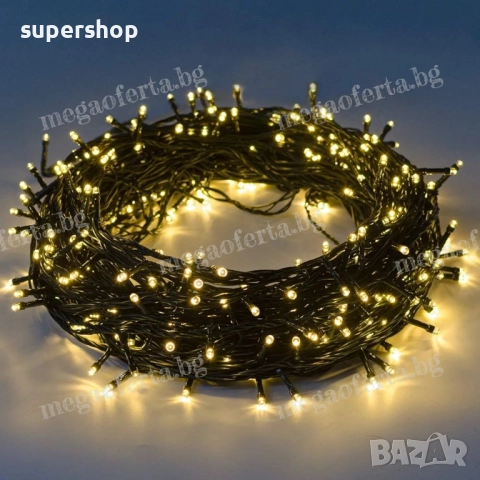 Светещ Коледен Гирлянд 50м. с 250 Диода Топла Светлина Коледна Украса, снимка 2 - Други - 52514054