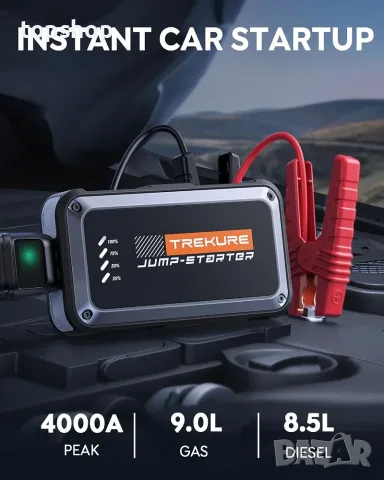 Чисто нова стартерна батерия TREKURE TK10 Jump Starter 4000A / 16800mAh  , снимка 2 - Аксесоари и консумативи - 55746927