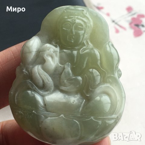 НЕФРИТ МЕДАЛЬОН ВИСУЛКА ТАЛИСМАН АМУЛЕТ ГУАНИН GuanYin, снимка 4 - Колиета, медальони, синджири - 40952569