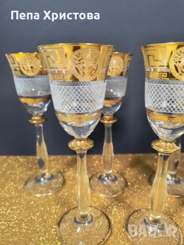 чаши за ракия -  Бохемия - Christina- Versace Gold, снимка 3 - Чаши - 50943761