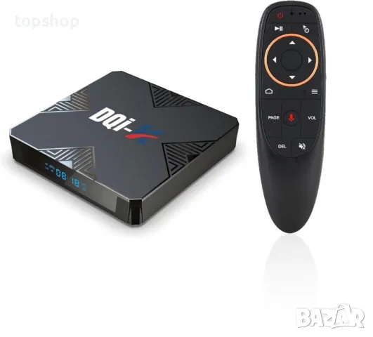 Android TV BOX, 4GB 64GB Android 13 с жироскоп Гласово дистанционно управление