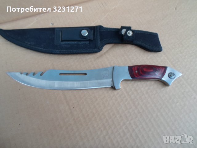 Голям ловджииски нож с калъф-красавец, снимка 2 - Ножове - 34836412