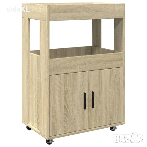 vidaXL Бар количка, дъб сонома, 60x39,5x89 см, инженерно дърво, снимка 1 - Бюфети - 56148264
