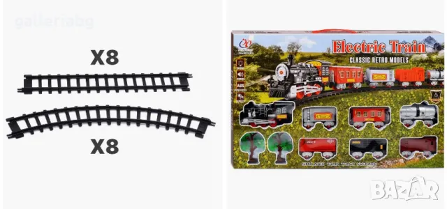 🚂 Електрически влак Classic Train Set – с релси, станции и вагони 🚉, снимка 3 - Влакчета, самолети, хеликоптери - 48372927