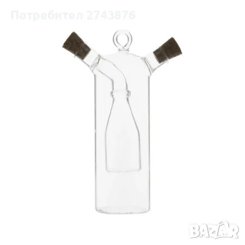  Стъклен оливерник 2в1 ,Боросиликатно стъкло,Коркови тапи,Сърцевина бутилка- 300мл. , снимка 1