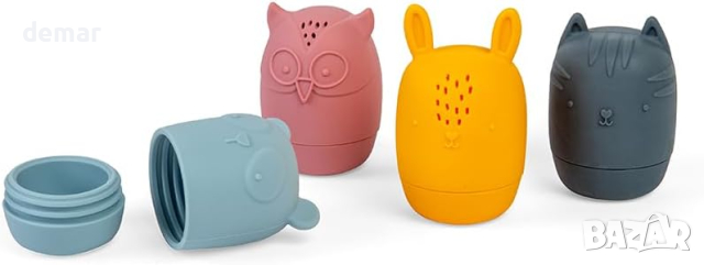 Bigjigs Toys Силиконови животни за баня - 4 бр. за бебета и малки деца 3+ месеца, снимка 2 - Други - 44530825