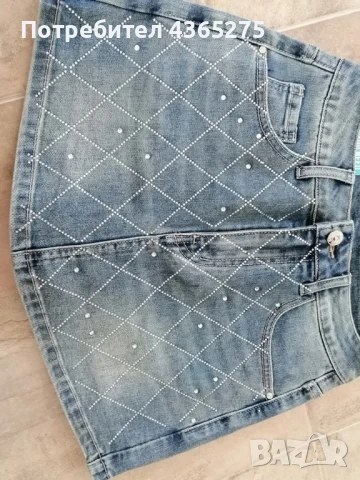 нов модел уникални къси дънки тип пола-панталон ,с камъни