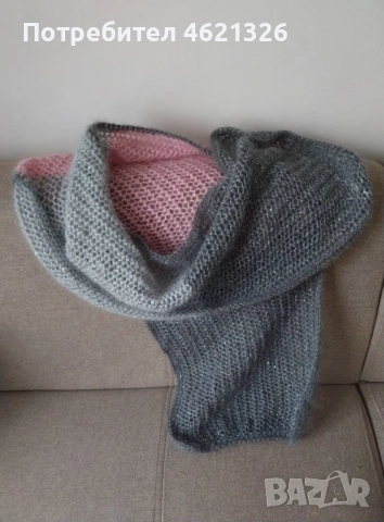 Шал, ажурен, ръчно плетиво, 3 цвята, мохер, пайети, мек и топъл, с подарък огледалце, снимка 16 - Шалове - 52481654