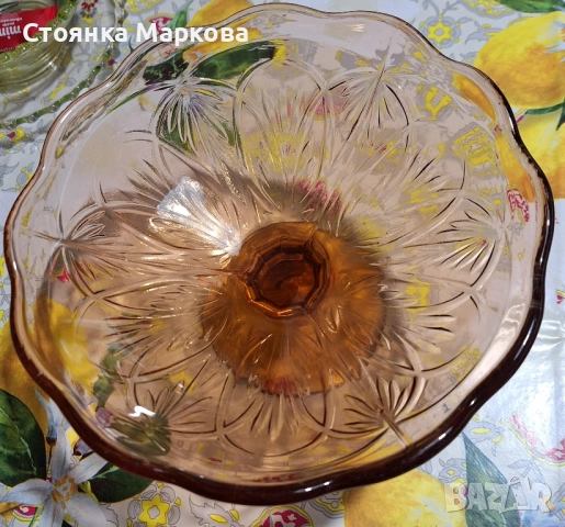 Масивно розово стъкло-чиния,фруктиера,купа от 1960 г., снимка 6 - Форми - 51491688