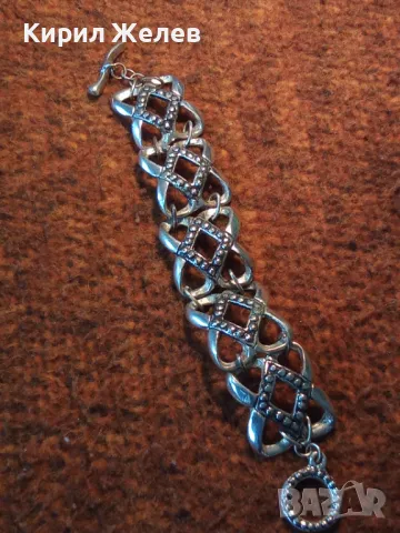 СТИЛНА ПОЗЛАТЕНА АЖУРНА ВИНТИДЖ ГРИВНА с ПОСРЕБРЕНА ОРНАМЕНТИКА 47402, снимка 10 - Гривни - 47297711