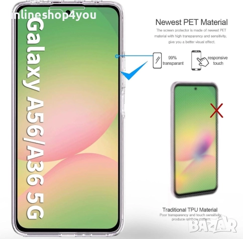 Прозрачен 360° Градуса Кейс Samsung Galaxy A36 / A56, снимка 4 - Калъфи, кейсове - 52647454