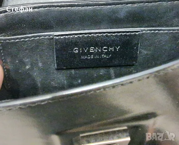 Оригинална Givenchy черна кожена чанта с верига и сребърна закопчалка – Made in Italy, снимка 6 - Чанти - 55768471