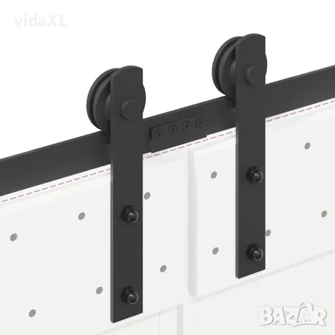 vidaXL Комплект механизъм за плъзгаща врата, 305 см, стомана, черен, снимка 10 - Железария - 56146976