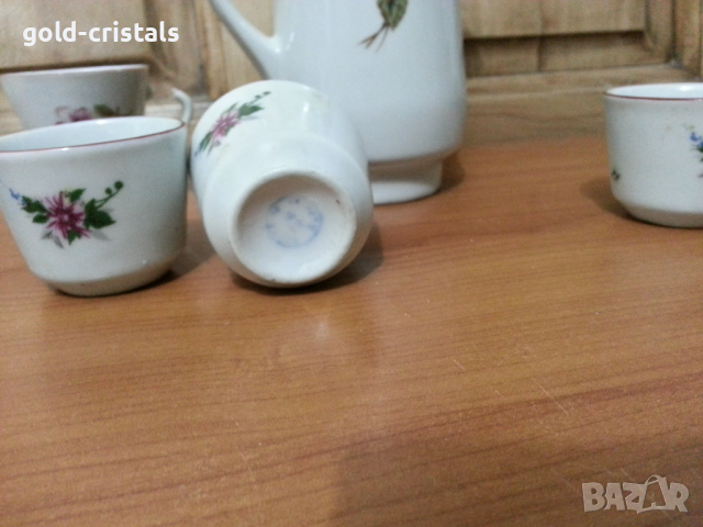Стар български порцелан каничка с чашки, снимка 5 - Антикварни и старинни предмети - 36118895