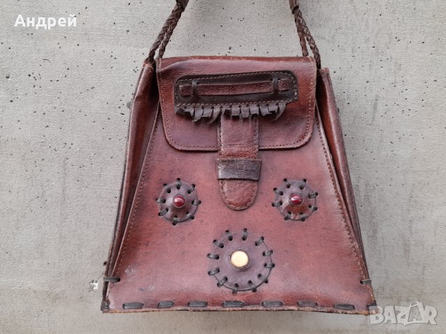 Стара дамска кожена чанта #21, снимка 2 - Антикварни и старинни предмети - 41964658