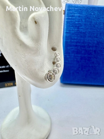 Сребърни обеци с мойсанит (Диамант) , снимка 7 - Обеци - 53820735