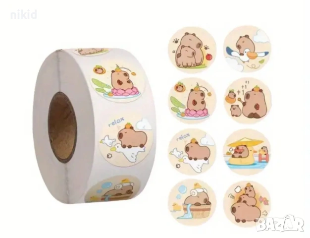100 бр Капибара Capybara малки самозалепващи лепенки стикери ръчна изработка подарък, снимка 3 - Други - 49407839