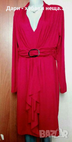 Еластична червена рокля от трико🍀❤L,XL,2XL❤🍀арт.4084, снимка 1 - Рокли - 36184320
