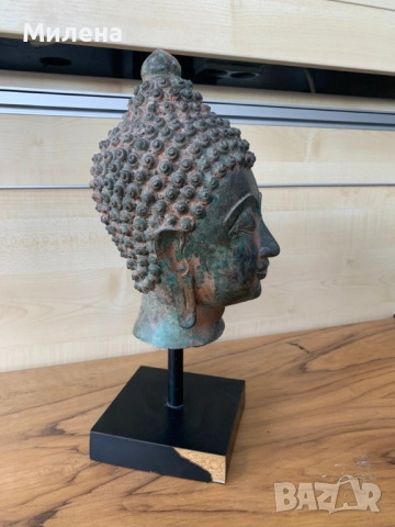 Бронзова глава на Буда, снимка 7 - Антикварни и старинни предмети - 52478018