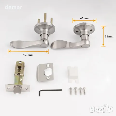 Probrico 3 комплекта дръжки за проходни врати, без ключ, цвят полиран никел, снимка 6 - Други стоки за дома - 49707851