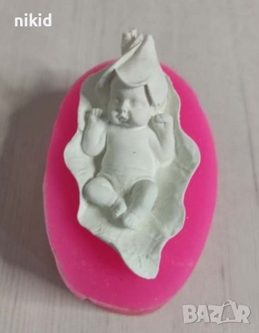3D бебе шушулка фунийка шапка върху листо силиконов молд форма фондан гипс декор, снимка 2 - Форми - 40683802