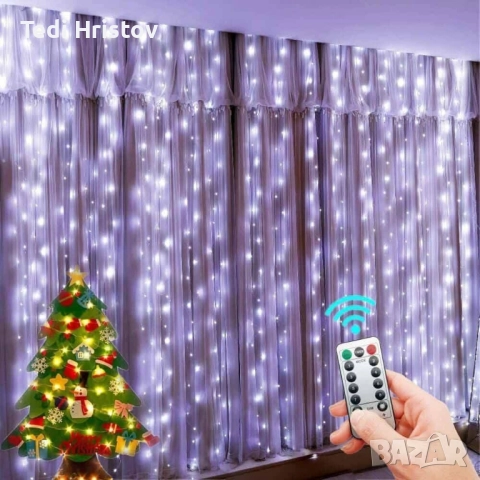 Коледни лампички с 300Led лампи 3 метра на 3 метра ,коледна завеса с дистанционно. , снимка 2 - Декорация за дома - 52529814