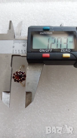 Дамски позлатен пръстен с гранати, материал сребро 925., снимка 7 - Пръстени - 51221571