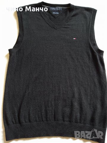 Tommy Hilfiger черен пуловер М памук/кашмир Оригинал, снимка 1 - Пуловери - 35817148