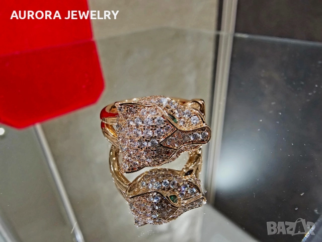 CARTIER Panthere de Cartier Rose Gold Paved Head Diamonds Пръстен, снимка 8 - Пръстени - 52879601