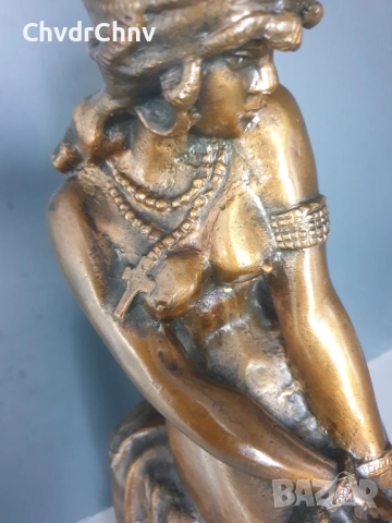 44см-9кг Ginotti бронзова скулптура/еротика/стара италианска фигура на гола жена-робиня/статуетка, снимка 8 - Статуетки - 52463473