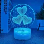 Холограмна 3D LED лампа Сърца i love you-дистанционно управление 16цвята+други режими на управление , снимка 7