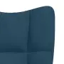 vidaXL Релаксиращ стол с табуретка, син, кадифе, снимка 9