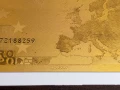 Позлатена с 24 карата злато банкнота 200 Евро със сертификат, снимка 8