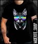 Черна тениска с щампа DISCO CAT, снимка 1 - Тениски - 41801622