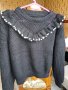 Кокетен елегантен  черен пуловер с перли , снимка 1 - Блузи с дълъг ръкав и пуловери - 38749652