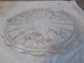 Голям стъклен цветен поднос за торта    17/1, снимка 1
