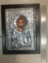 Икона Исус Христос с посребрен обков, снимка 1