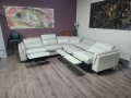 Кремав кожен ъглов диван с електрически релаксиращ механизъм, снимка 7